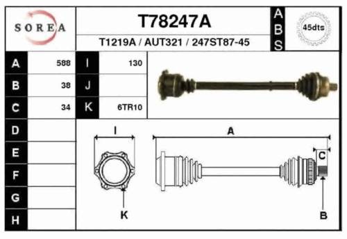 Полуось EAI T78247A