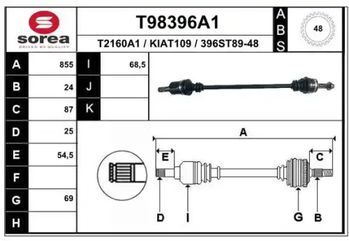 Полуось EAI T98396A1