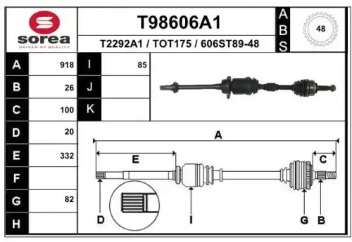 Полуось EAI T98606A1