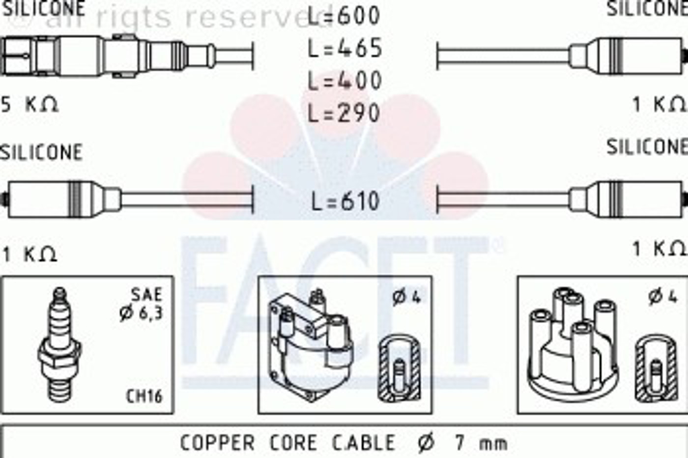 Комплект проводов зажигания FACET 4.9667