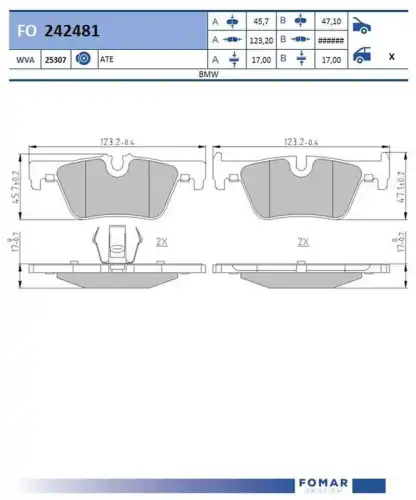 Fo 242481 колодки дисковые задние FOMAR FRICTION FO 242481
