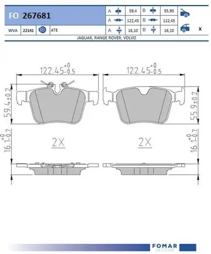 Fo 267681 колодки дисковые задние FOMAR FRICTION FO 267681