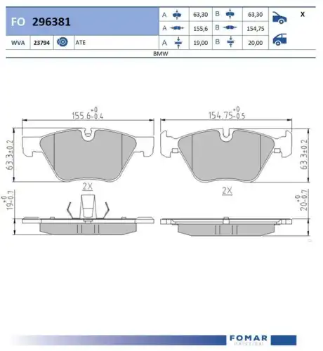 Fo 296381 колодки дисковые передние FOMAR FRICTION FO 296381