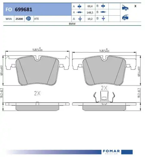 Fo 699681 колодки дисковые передние FOMAR FRICTION FO 699681