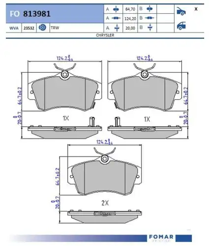 Fo 813981 колодки дисковые передние FOMAR FRICTION FO 813981