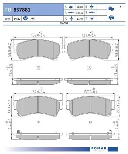 Fo 857881 колодки дисковые передние FOMAR FRICTION FO857881