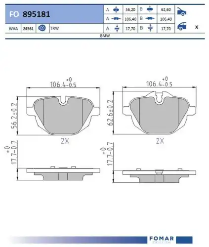 Fo 895181 колодки дисковые задние FOMAR FRICTION FO895181