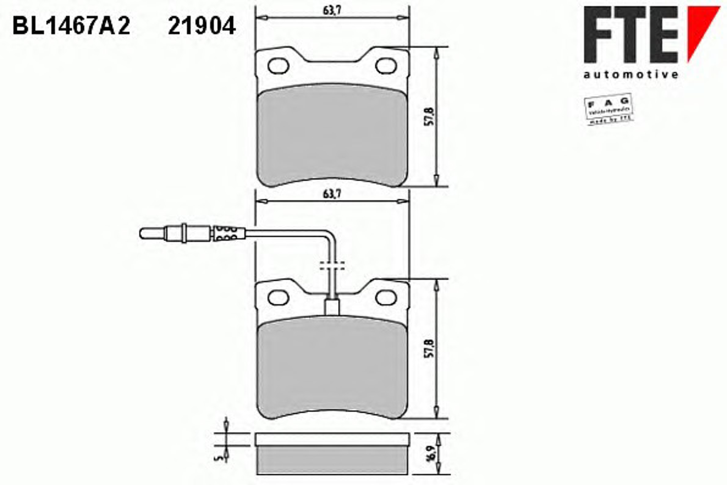 Комплект тормозных колодок дисковый тормоз FTE BL1467A2