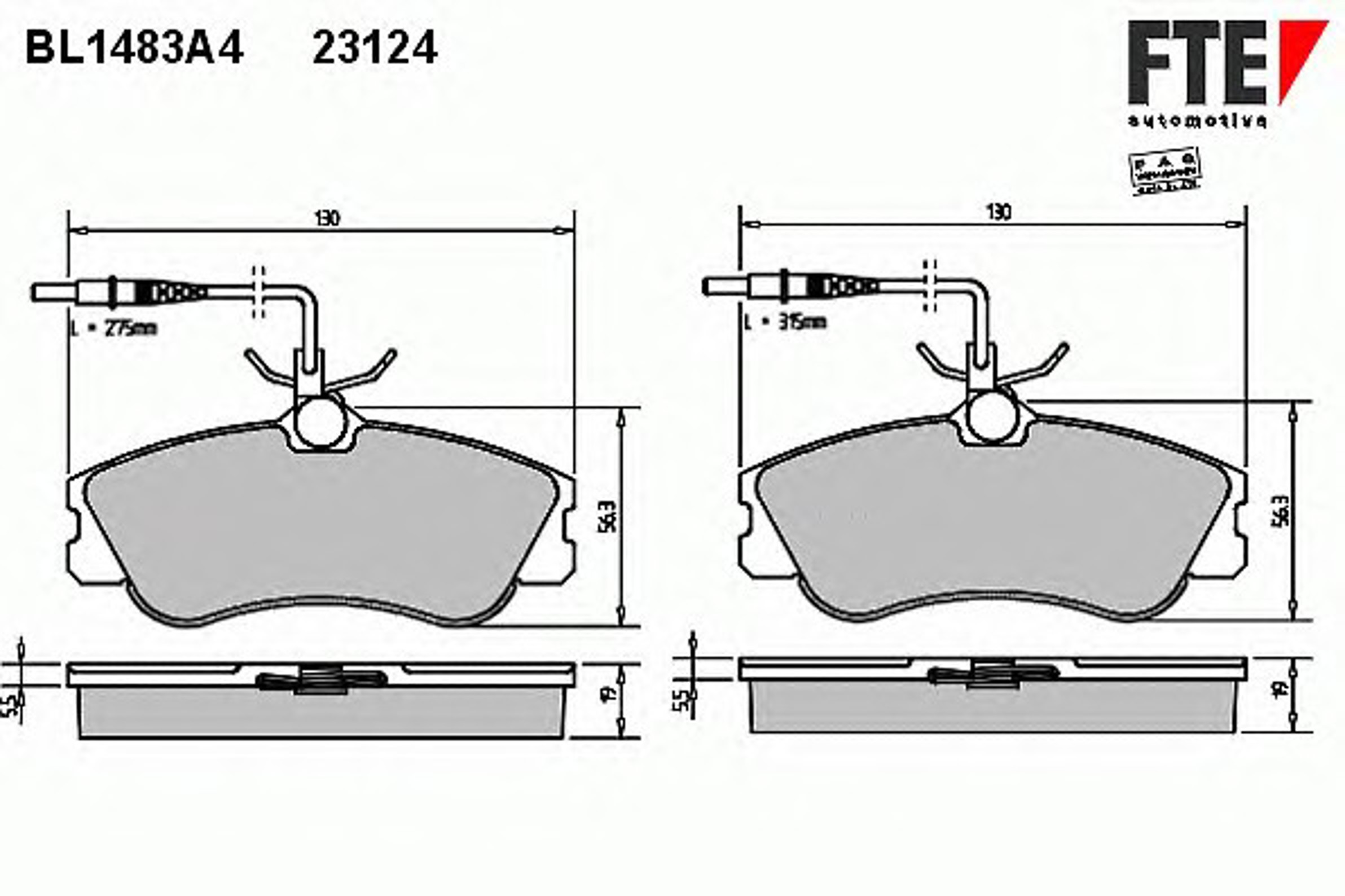 Колодки тормозные дисковые FTE BL1483A4