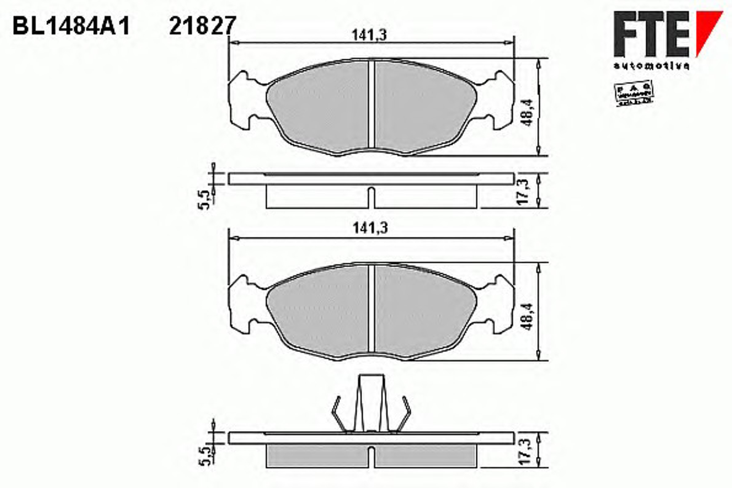 Комплект тормозных колодок дисковый тормоз FTE BL1484A1