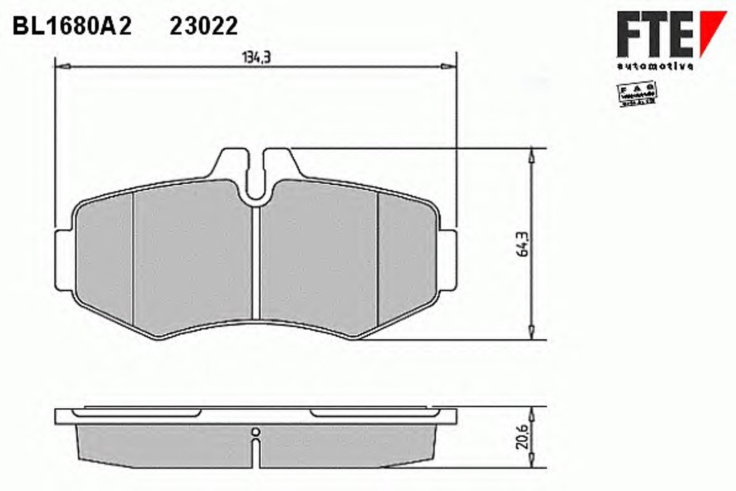 Комплект тормозных колодок дисковый тормоз FTE BL1680A2