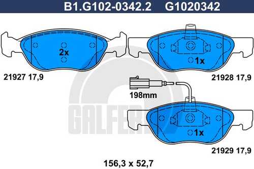 Колодки тормозные дисковые GALFER B1-G102-0342-2