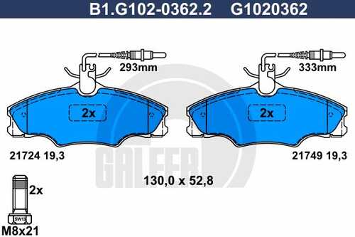 Тормозные колодки GALFER B1-G102-0362-2