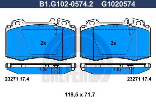 Колодки тормозные GALFER B1-G102-0574-2