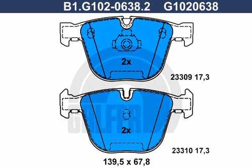 Колодки тормозные GALFER B1-G102-0638-2