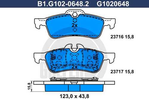 Тормозные колодки GALFER B1-G102-0648-2