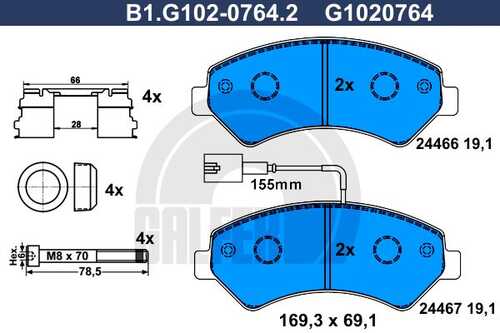 Колодки тормозные GALFER B1-G102-0764-2