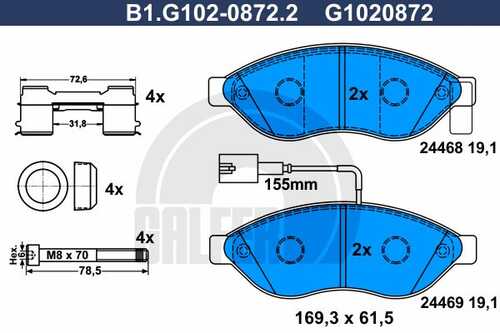 Колодки тормозные GALFER B1-G102-0872-2