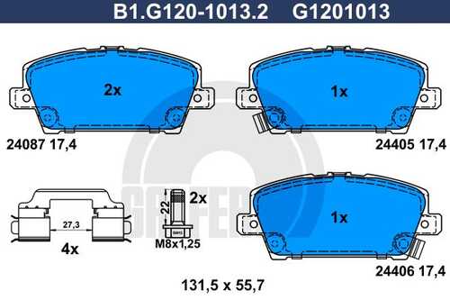 Тормозные колодки GALFER B1-G120-1013-2