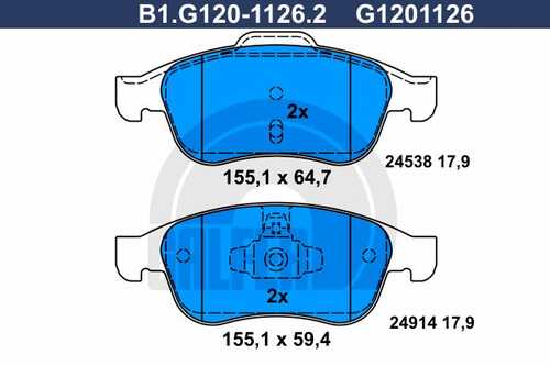 Колодки тормозные GALFER B1-G120-1126-2
