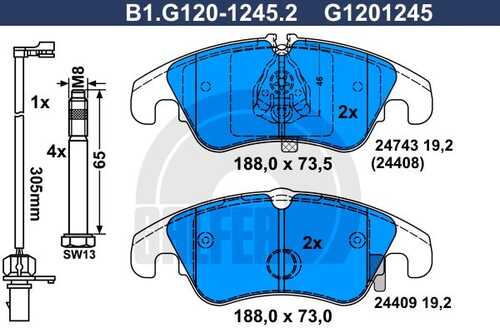 Колодки тормозные GALFER B1-G120-1245-2