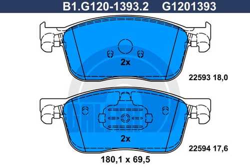 Колодки тормозные дисковые /комплект 4 шт GALFER B1-G120-1393-2