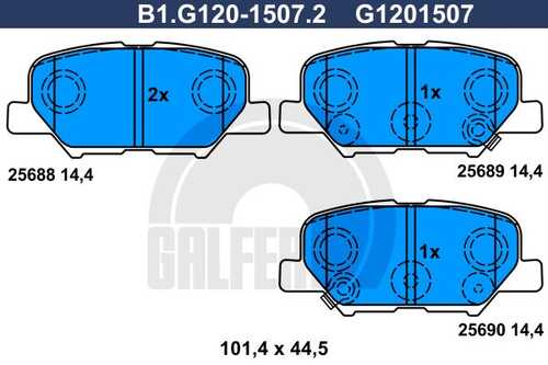 Колодки тормозные дисковые /комплект 4 шт/ GALFER B1-G120-1507-2