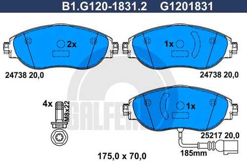 Колодки тормозные GALFER B1-G120-1831-2