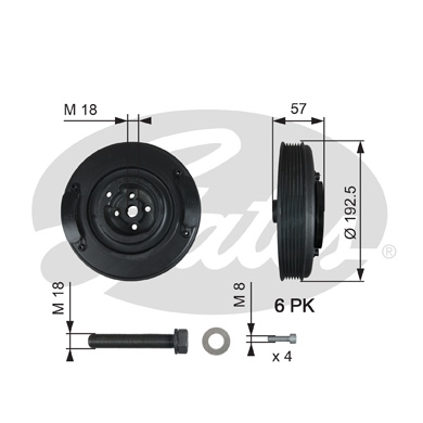 Шкив коленвала GATES TVD1033A