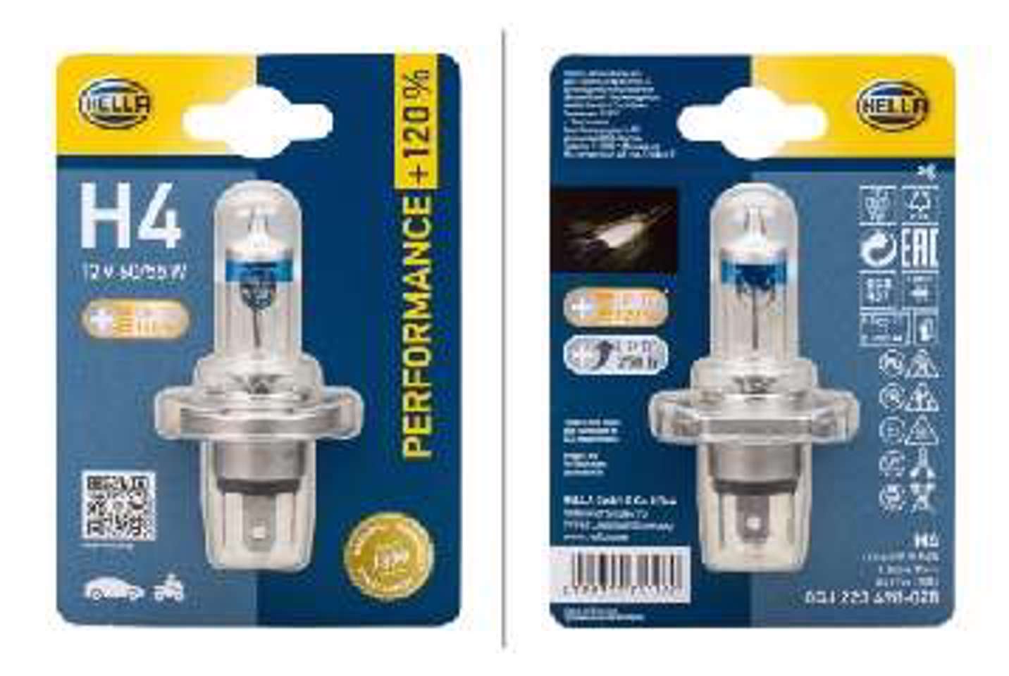 Лампа накаливания h4 12v 60/55w p43t + HELLA/BEHR/PAGID 8GJ223498-028