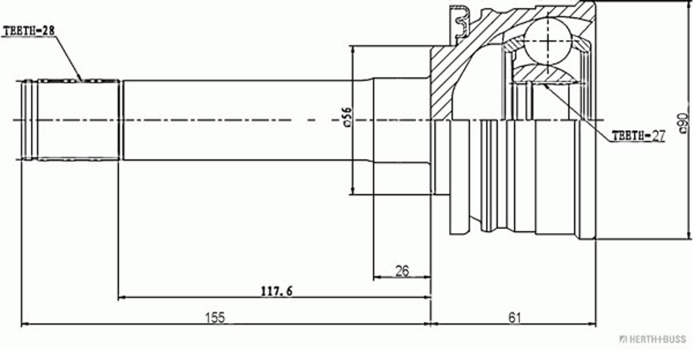 Шарнирный комплект приводной вал HERTH+BUSS JAKOPARTS J2825016