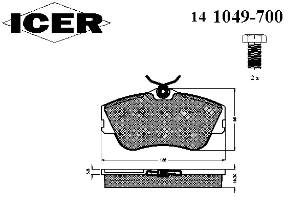 Комплект тормозных колодок дискового тормоза ICER 141049-700