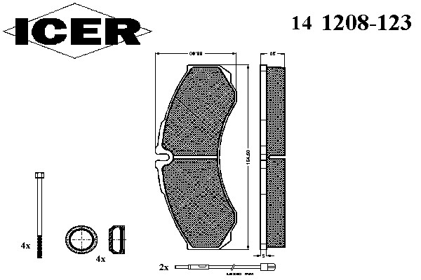 Комплект тормозных колодок дискового тормоза ICER 141208-123