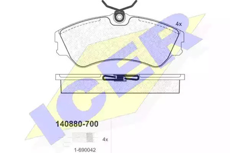 Комплект тормозных колодок дискового тормоза ICER 140880-700