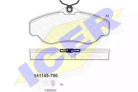 Комплект тормозных колодок дискового тормоза ICER 141145-700