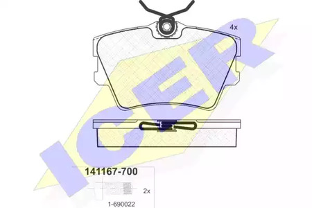 Комплект тормозных колодок дискового тормоза ICER 141167-700
