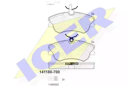 Колодки тормозные дисковые комплект ICER 141180-700