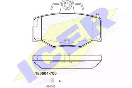 Колодки тормозные дисковые ICER 180804-700