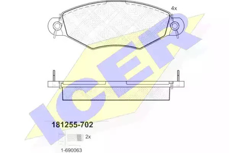 Колодки тормозные дисковые комплект ICER 181255-702