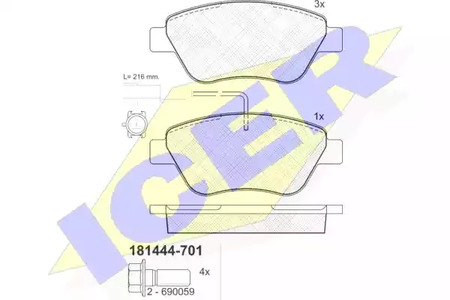 Колодки тормозные дисковые ICER 181444-701