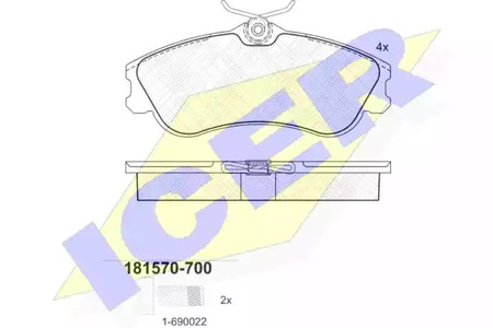 Комплект тормозных колодок дискового тормоза ICER 181570-700