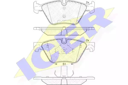 Комплект тормозных колодок дискового тормоза ICER 182002