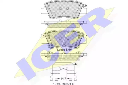Колодки тормозные дисковые ICER 182036