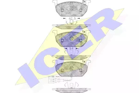 Комплект тормозных колодок дискового тормоза ICER 182189