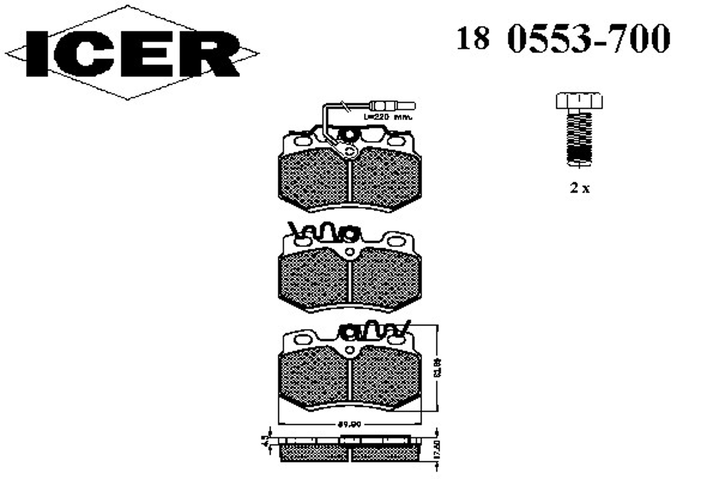 Колодки тормозные дисковые ICER 180553-700