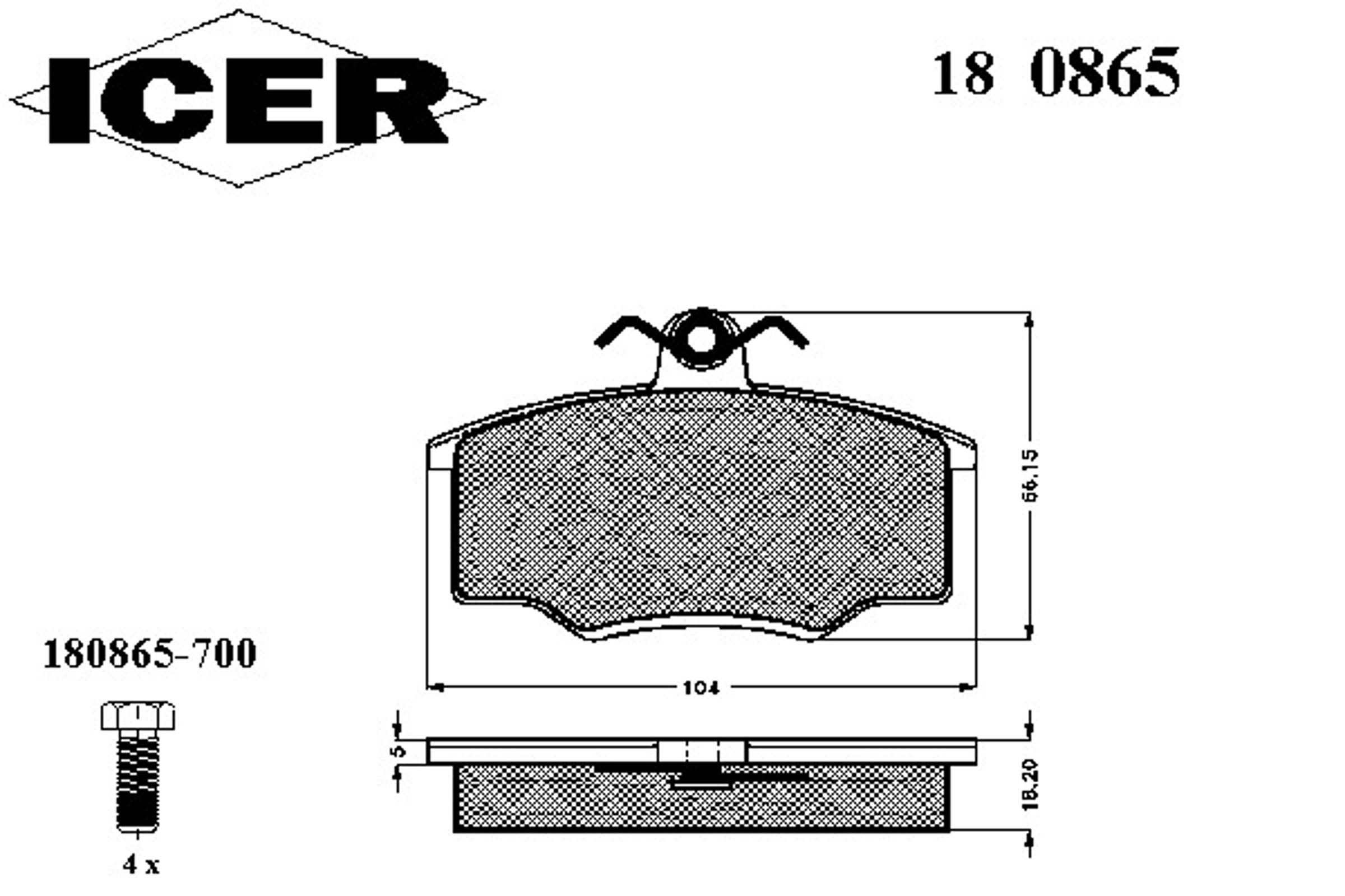 Колодки тормозные дисковые ICER 180865