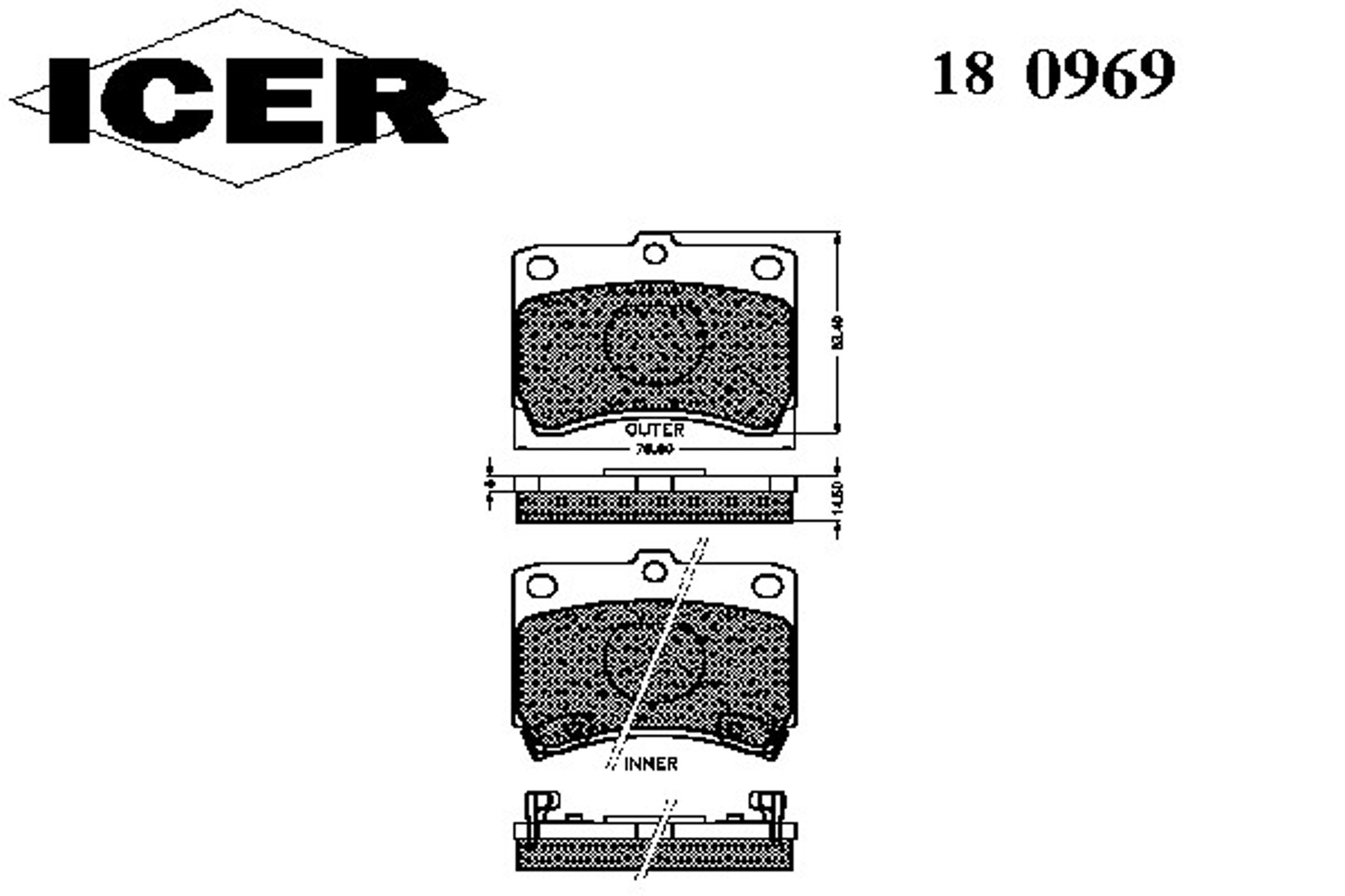 Колодки тормозные дисковые комплект ICER 180969