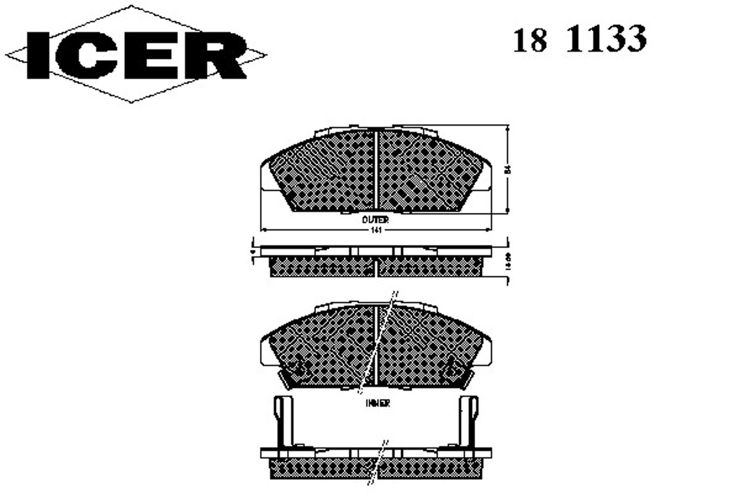 Колодки тормозные дисковые ICER 181133