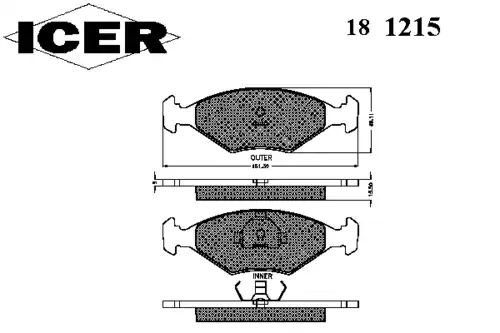Колодки тормозные дисковые icer ICER 181215