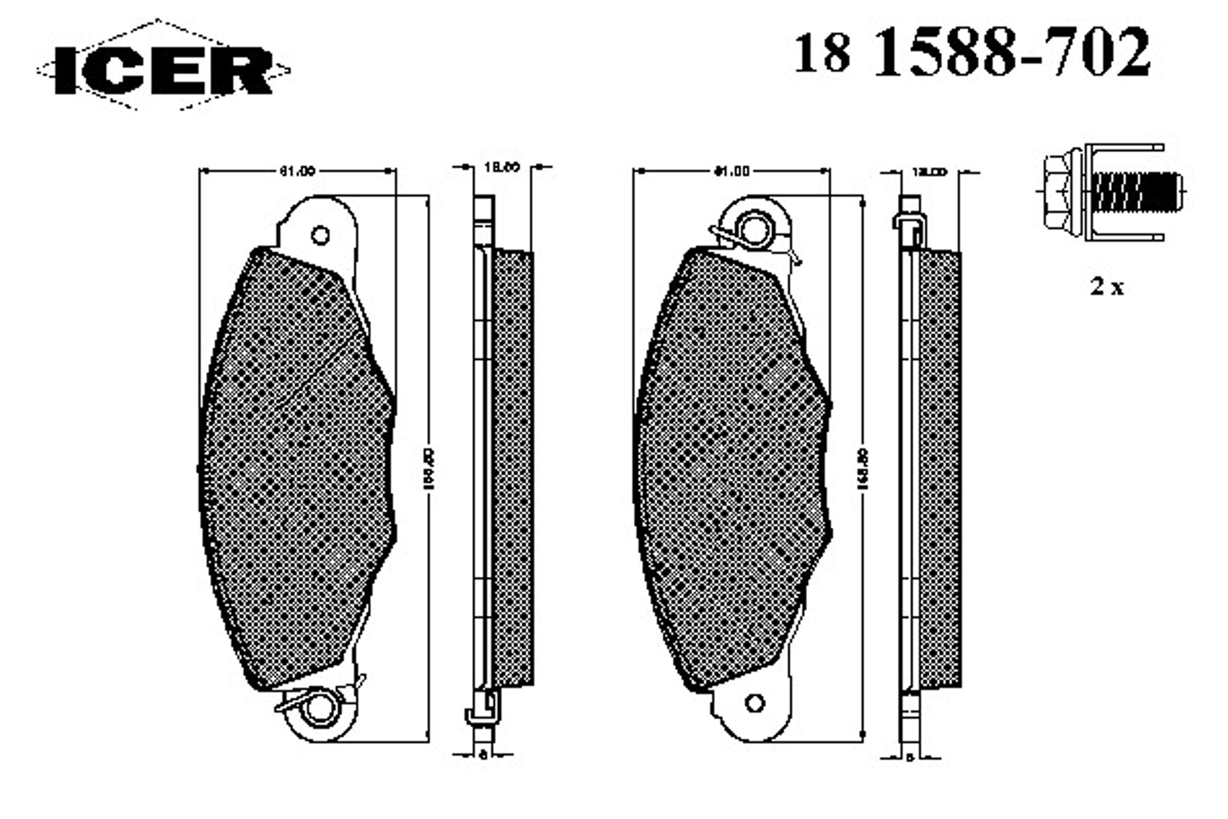 Колодки тормозные дисковые ICER 181588-702